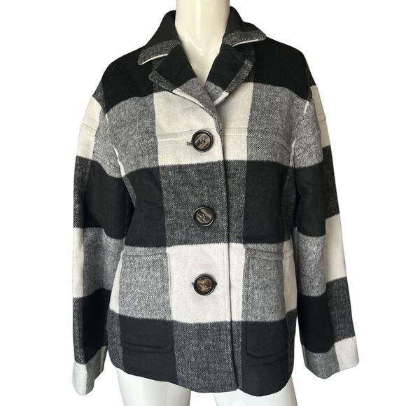 NWOT St. Sereno Plaid Wool Blend Coat Jacket Size Small - Picture 1 of 7